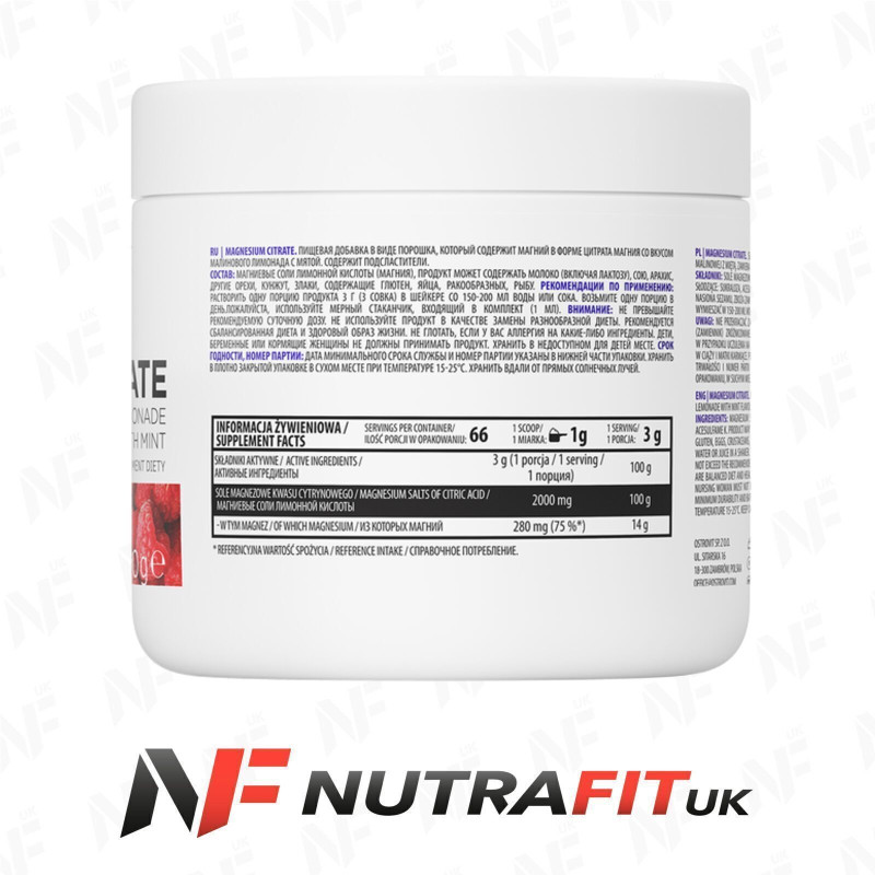 Ostrovit Magnesium Citrate Raspberry Lemonade Mint Powder 200 g Ostrovit Magnesium Citrate Raspberry Lemonade Mint Powder 200 g