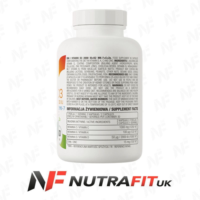 Ostrovit Vitamin D3 2000 IU + K2 MK-7 + C + ZN 60 Caps Ostrovit Vitamin D3 2000 IU + K2 MK-7 + C + ZN 60 Caps