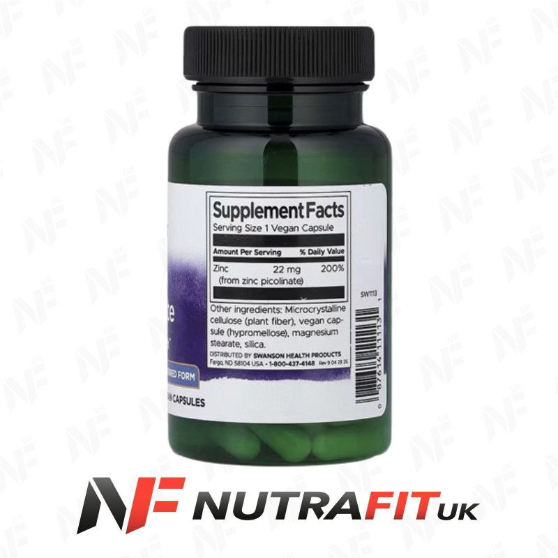 Swanson Zinc Picolinate 60 Vegan Caps