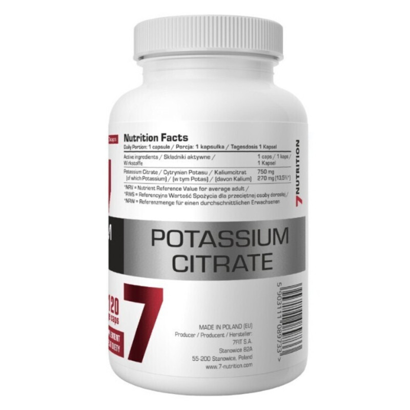 7Nutrition Potassium Citrate 120 Vege Caps