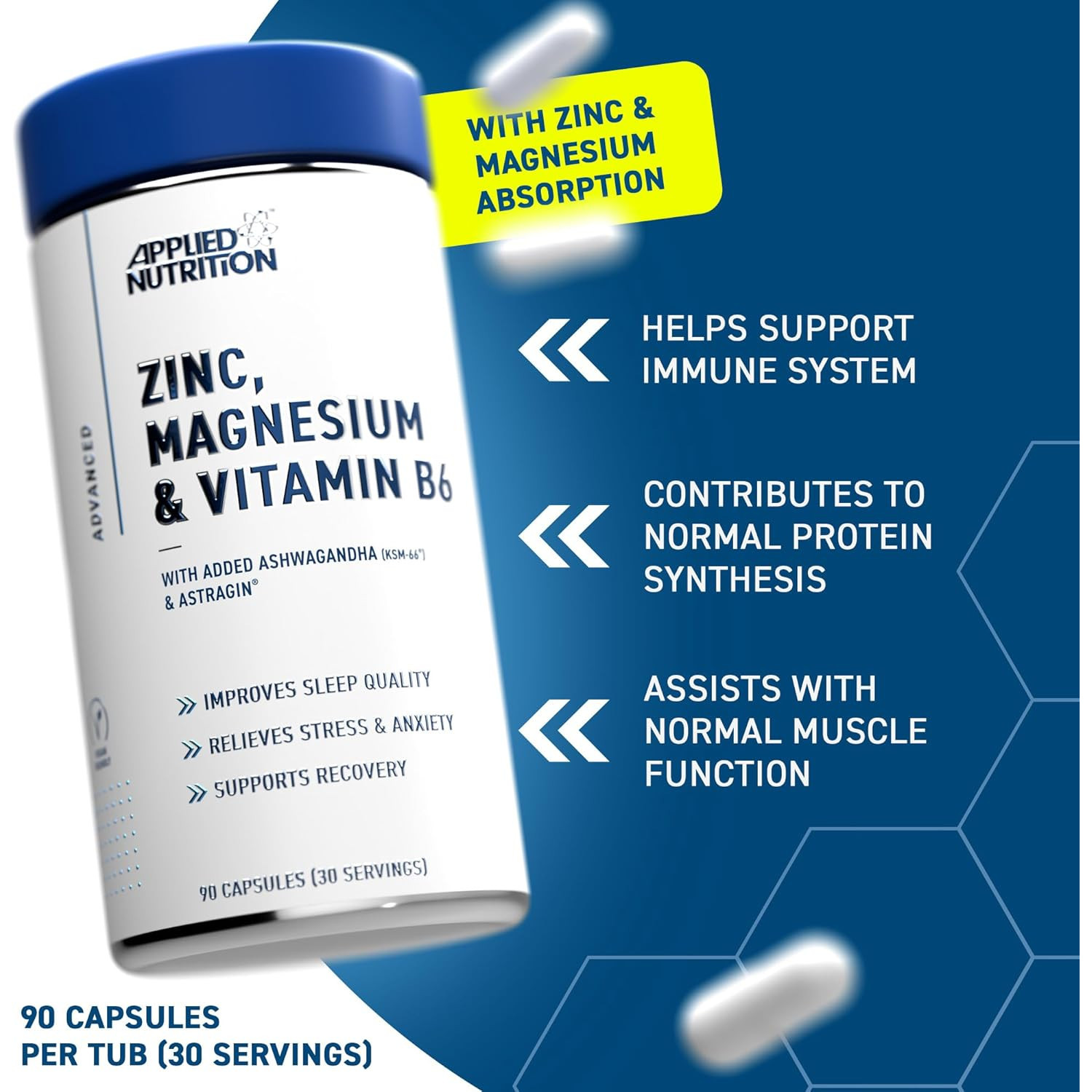 Applied Nutrition Zinc, Magnesium & Vitamin B6 90 Caps Applied Nutrition Zinc, Magnesium & Vitamin B6 90 Caps
