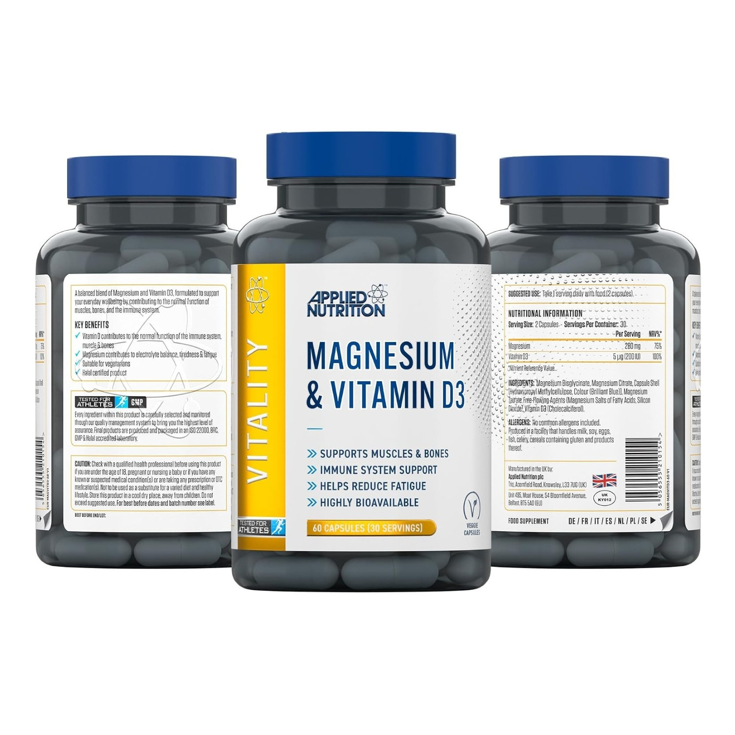 Applied Nutrition Magnesium & Vitamin D3 60 Caps