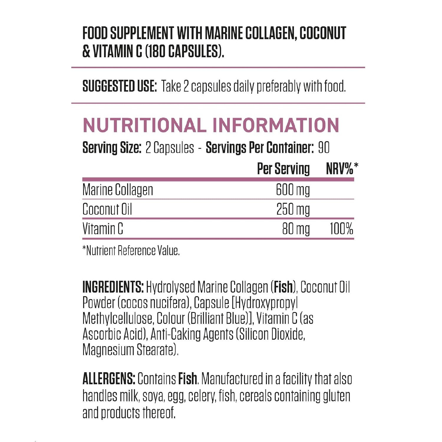 Applied Nutrition Collagen + Coconut 180 Caps Applied Nutrition Collagen + Coconut 180 Caps