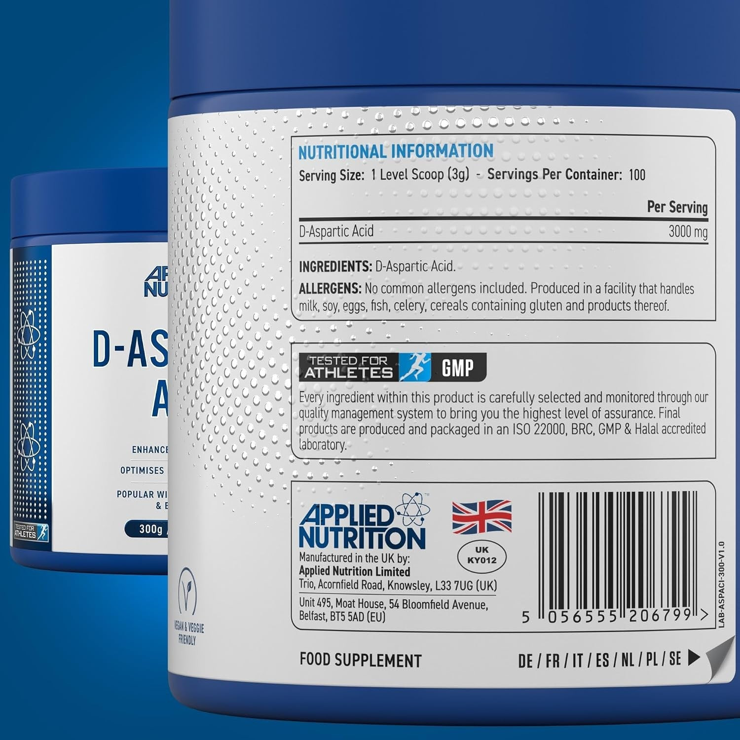 Applied Nutrition D‑Aspartic Acid Powder 300g Applied Nutrition D‑Aspartic Acid Powder 300g