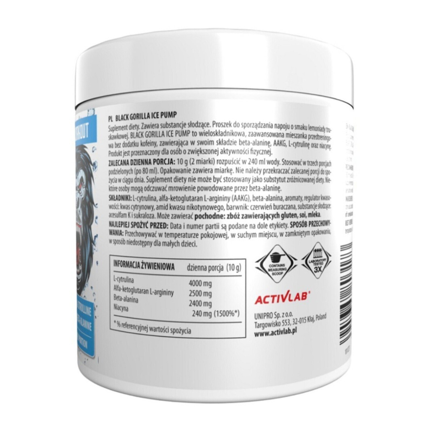 Activlab Black Gorilla Ice Pump Powder 300g Activlab Black Gorilla Ice Pump Powder 300g
