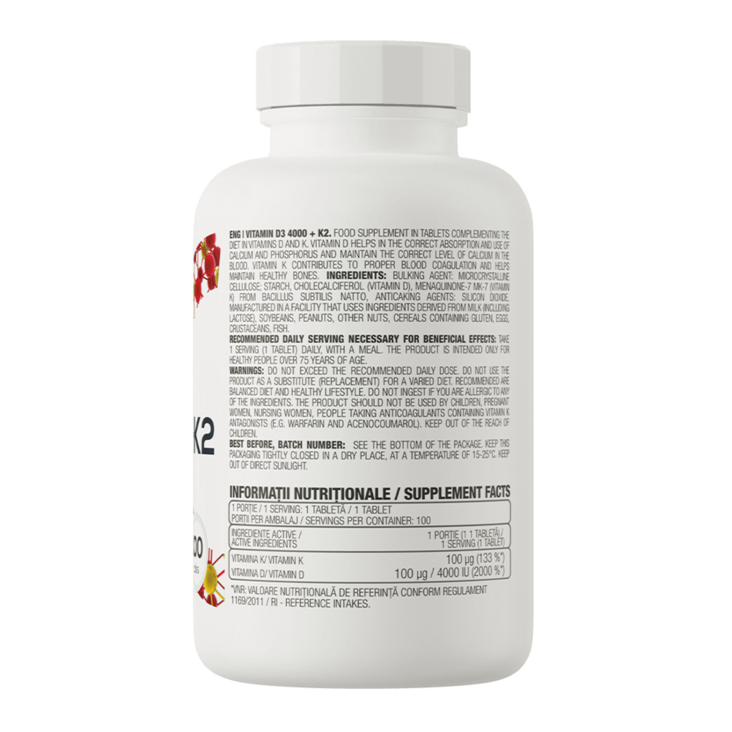 Ostrovit Vitamin D3 4000+K2 100 Tabs