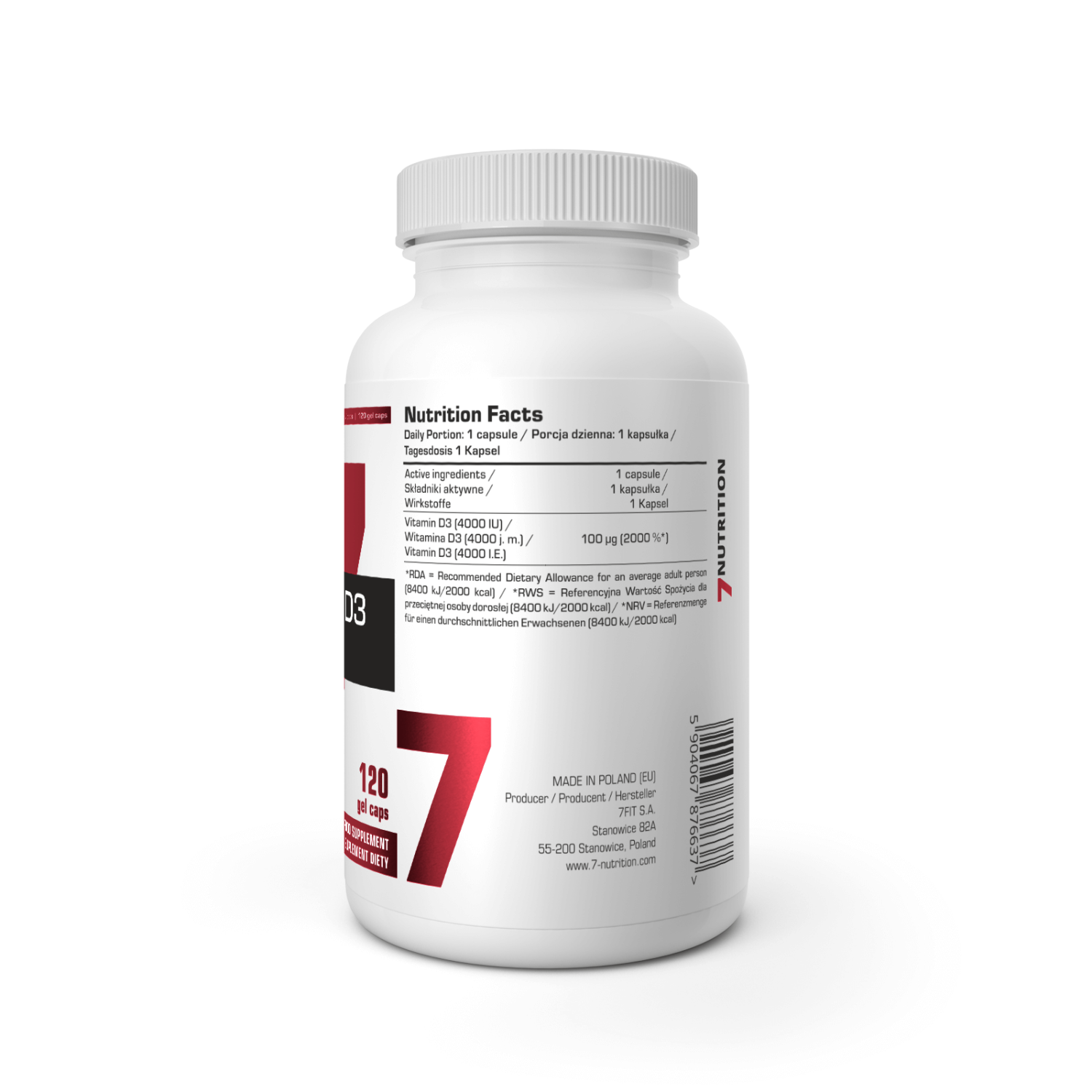 7Nutrition Vitamin D3 4000 120 Gel Caps