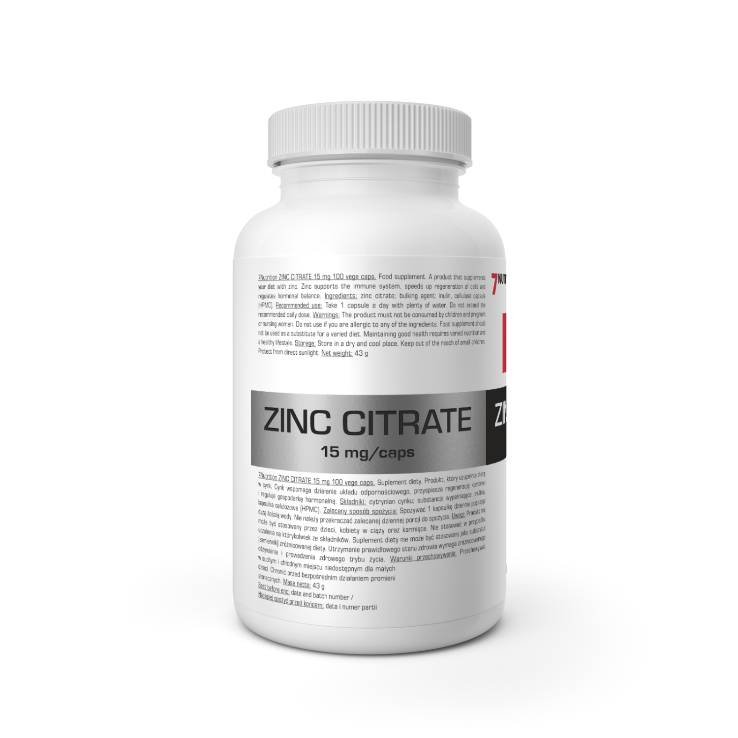 7Nutrition Zinc Citrate 100 Vege Caps 7Nutrition Zinc Citrate 100 Vege Caps