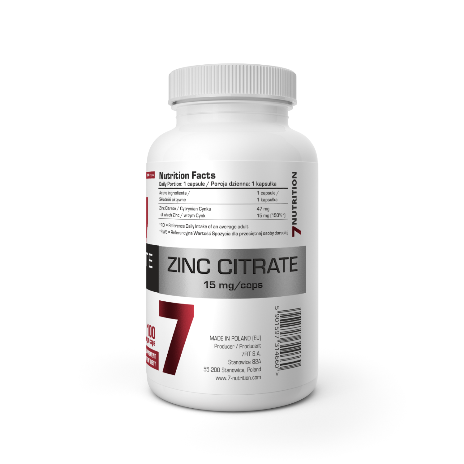 7Nutrition Zinc Citrate 100 Vege Caps 7Nutrition Zinc Citrate 100 Vege Caps