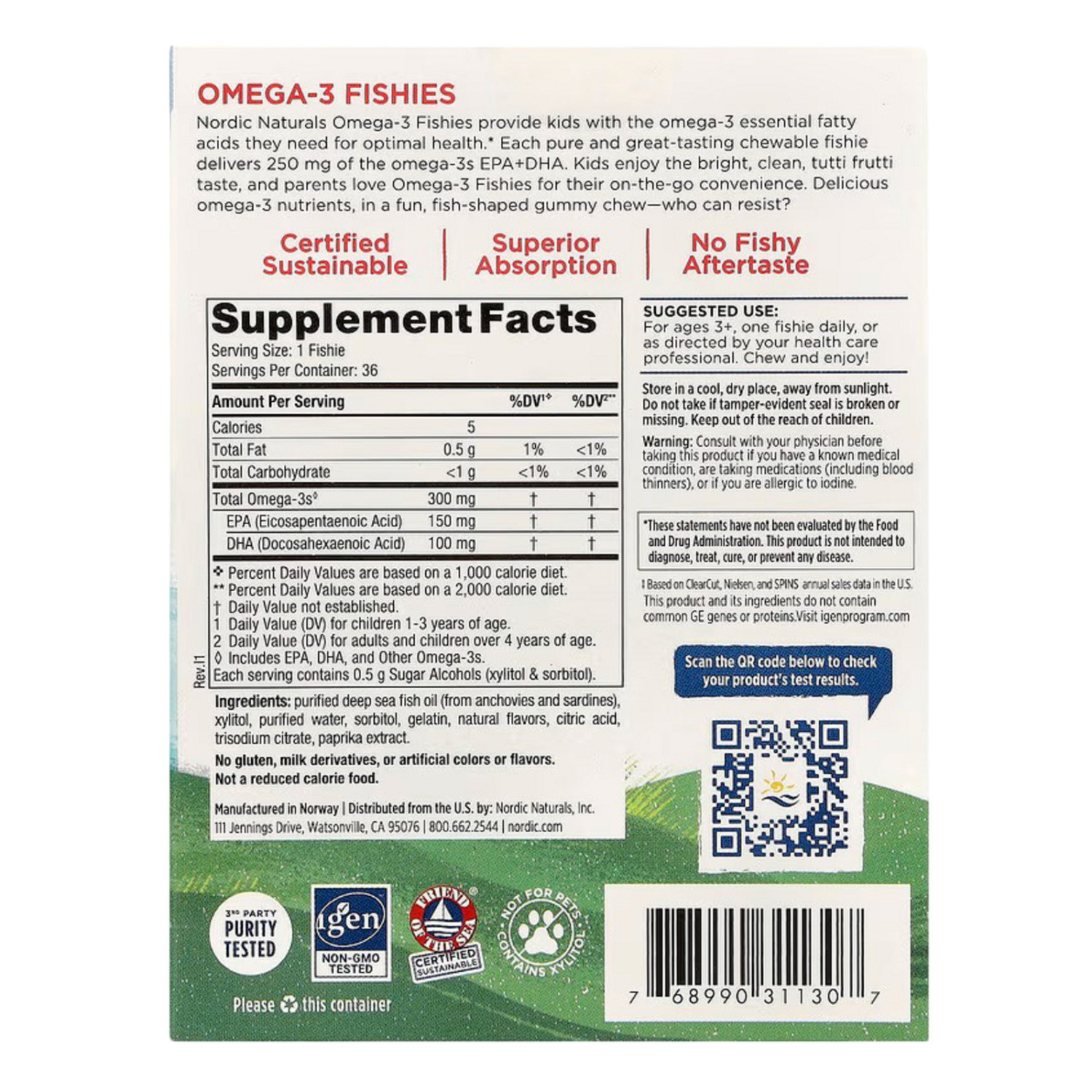 Nordic Naturals Omega-3 Fishies 36 Chews