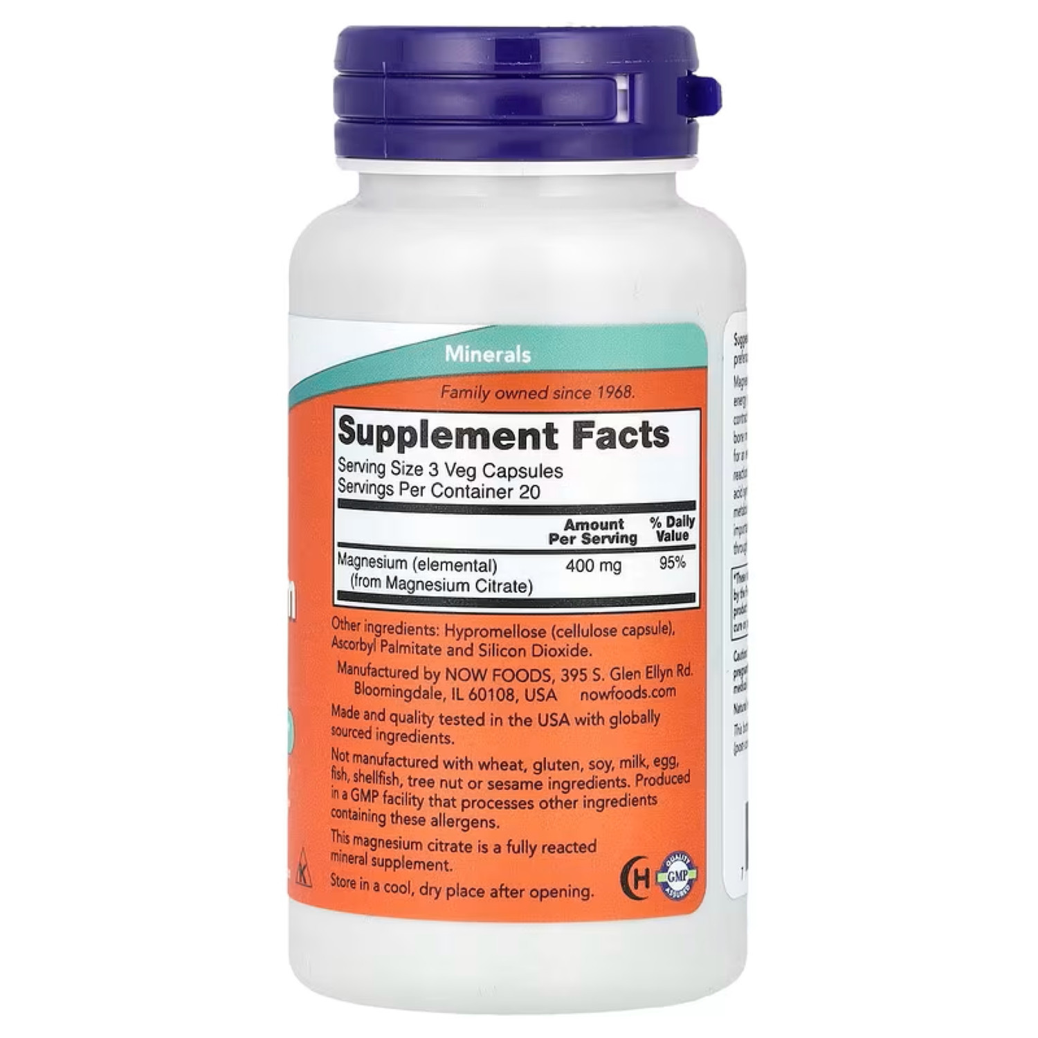 NOW Foods Magnesium Citrate 400mg Caps