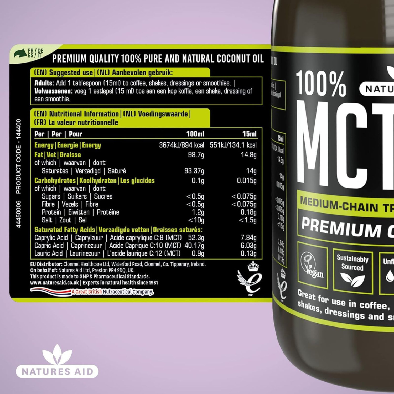 Natures Aid 100% MCT Oil 500ml Natures Aid 100% MCT Oil 500ml