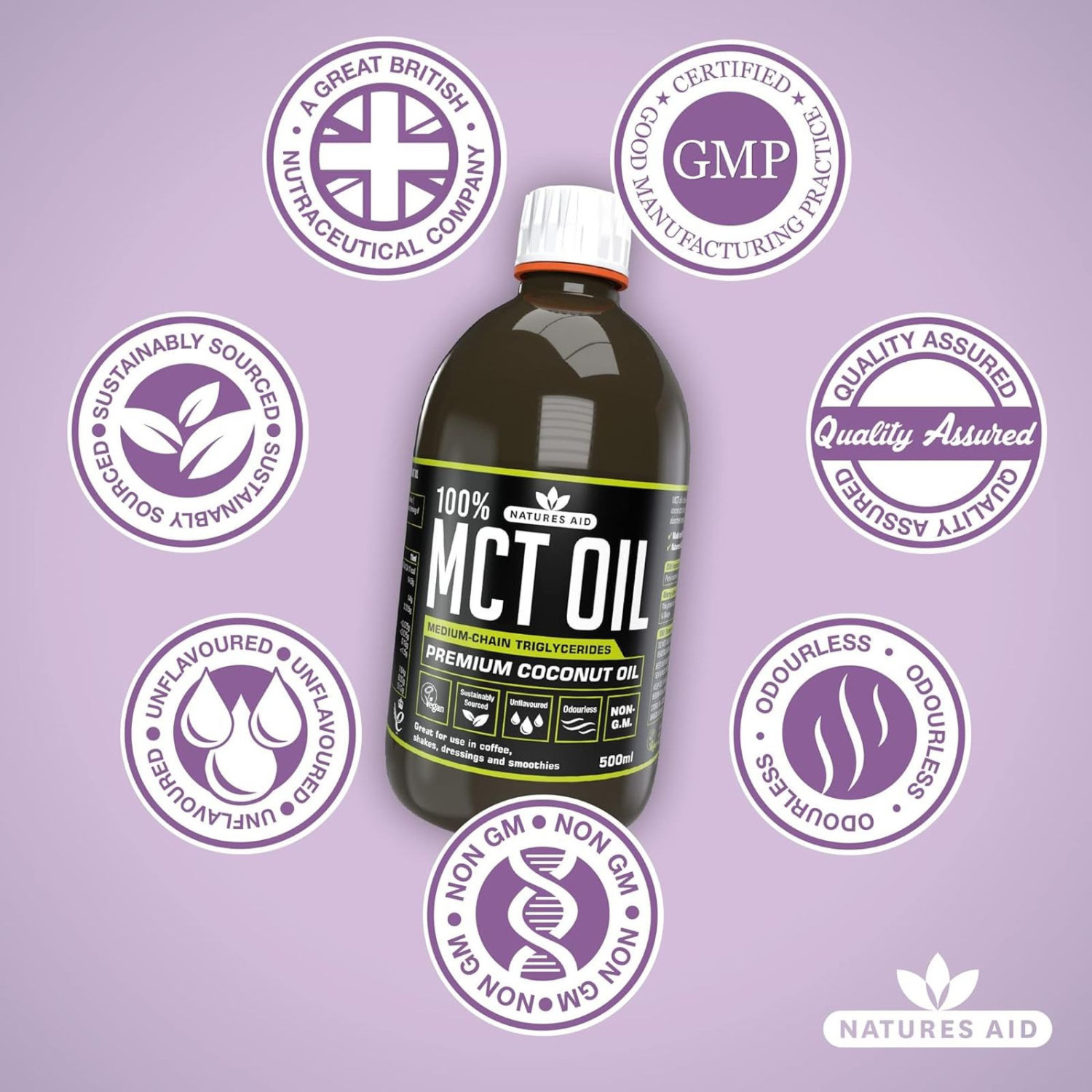 Natures Aid 100% MCT Oil 500ml Natures Aid 100% MCT Oil 500ml