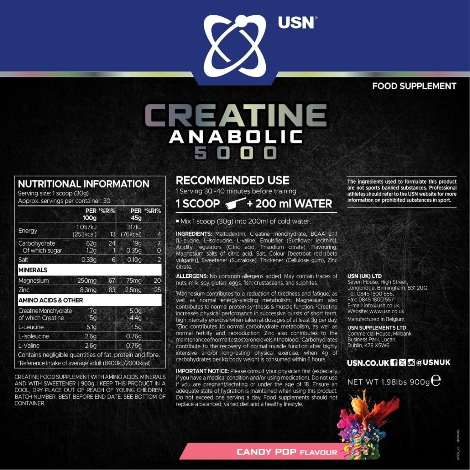 USN Creatine Anabolic 5000 Powder 900g USN Creatine Anabolic 5000 Powder 900g