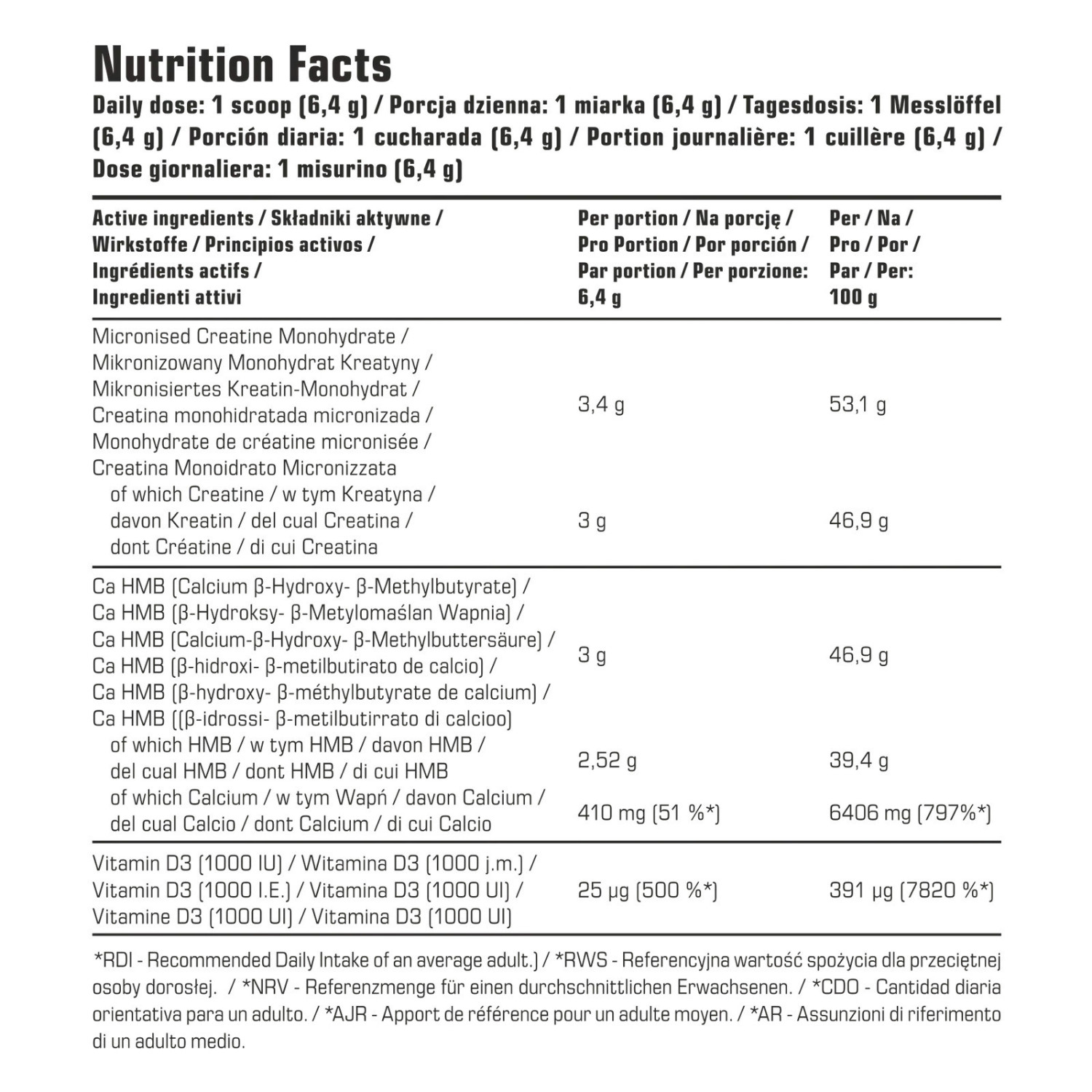 7Nutrition Creatine + HMB Powder 320g