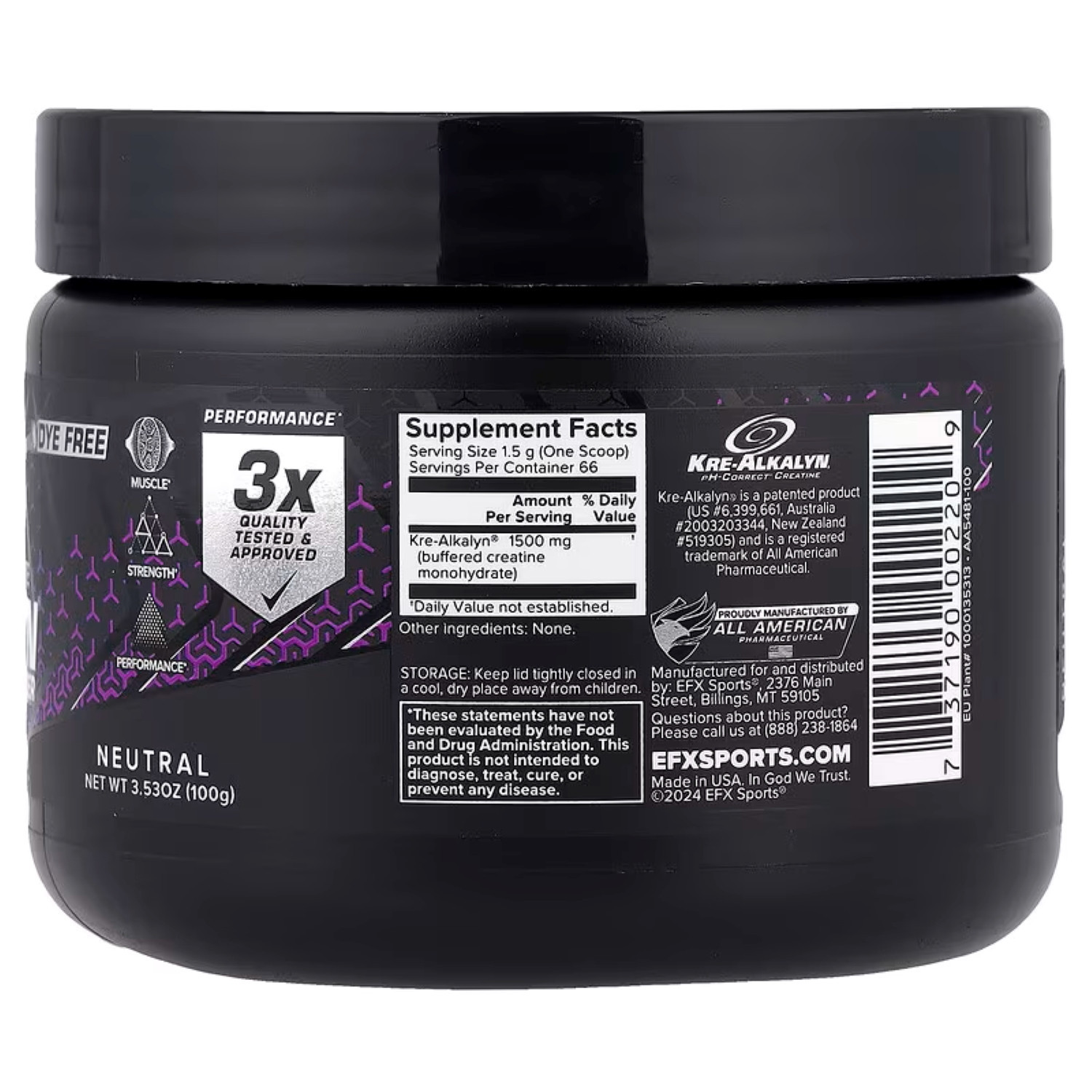 EFX Sports Kre-Alkalyn Neutral Powder