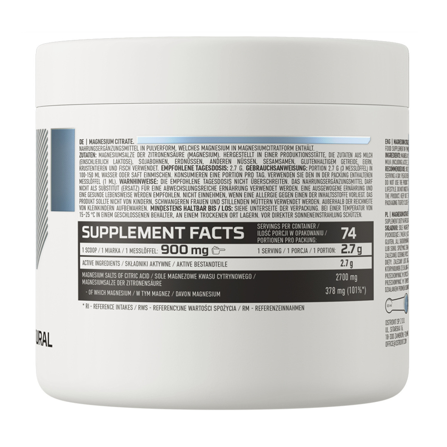 Ostrovit Magnesium Citrate Natural Powder 200g