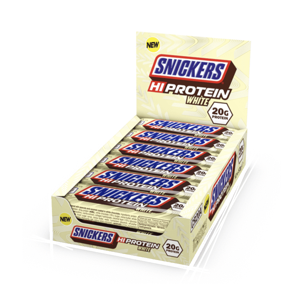 SNICKERS HI PROTEIN BAR WHITE DISPLAY BOX